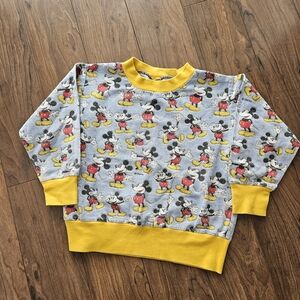 Vintage Disney Mickey Mouse All Over Print Sweatshirt Kids 6/7 Crewneck 90s